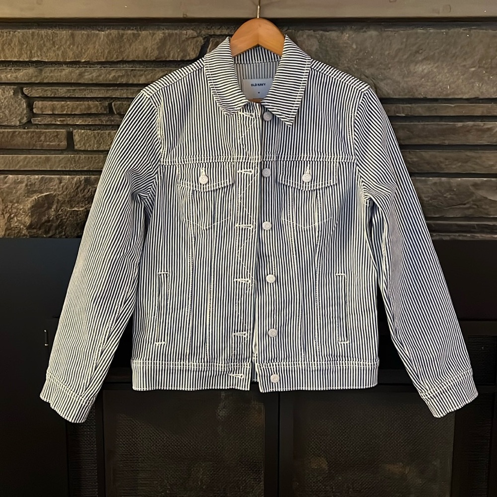 Like new, Old Navy striped denim jacket